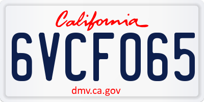 CA license plate 6VCF065
