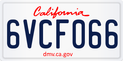 CA license plate 6VCF066