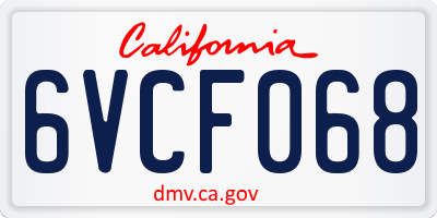 CA license plate 6VCF068