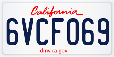 CA license plate 6VCF069