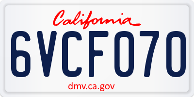 CA license plate 6VCF070