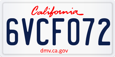 CA license plate 6VCF072