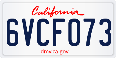 CA license plate 6VCF073