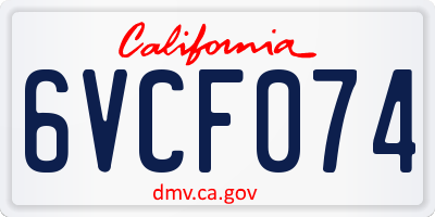 CA license plate 6VCF074