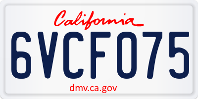 CA license plate 6VCF075