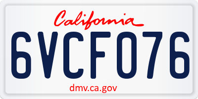 CA license plate 6VCF076