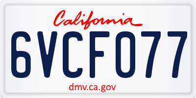 CA license plate 6VCF077