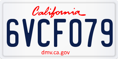 CA license plate 6VCF079