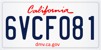 CA license plate 6VCF081
