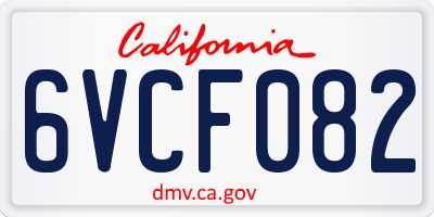 CA license plate 6VCF082