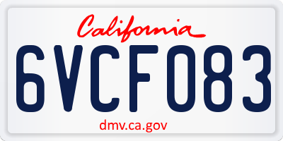 CA license plate 6VCF083