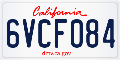 CA license plate 6VCF084