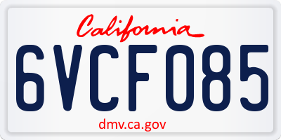 CA license plate 6VCF085