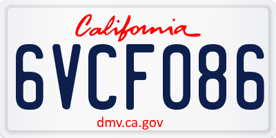 CA license plate 6VCF086