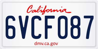 CA license plate 6VCF087