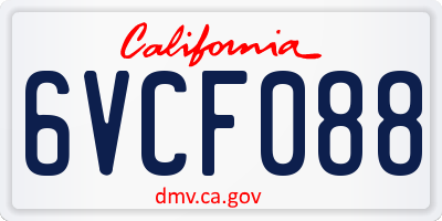 CA license plate 6VCF088