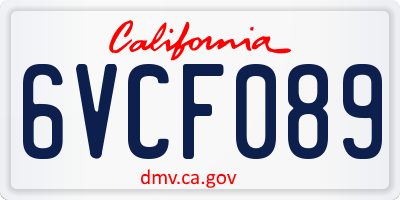 CA license plate 6VCF089