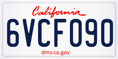 CA license plate 6VCF090