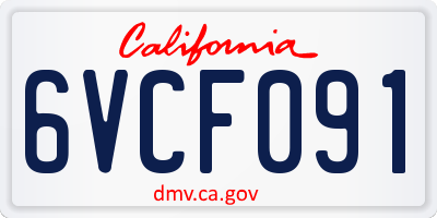 CA license plate 6VCF091