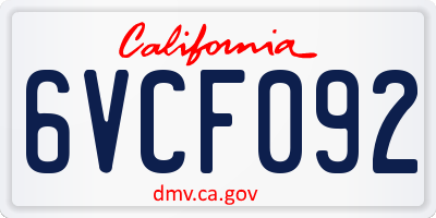CA license plate 6VCF092