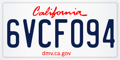 CA license plate 6VCF094