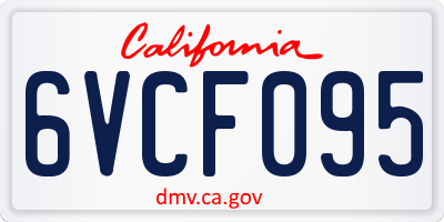 CA license plate 6VCF095