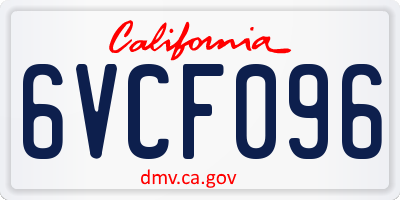 CA license plate 6VCF096