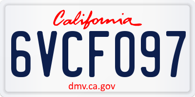 CA license plate 6VCF097