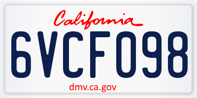 CA license plate 6VCF098