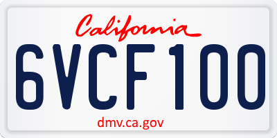 CA license plate 6VCF100