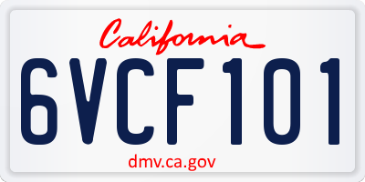 CA license plate 6VCF101