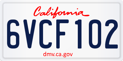 CA license plate 6VCF102