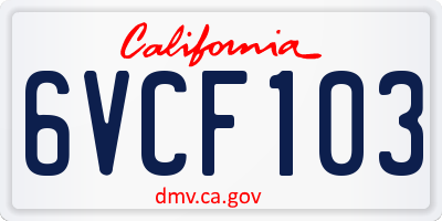 CA license plate 6VCF103