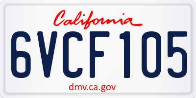 CA license plate 6VCF105