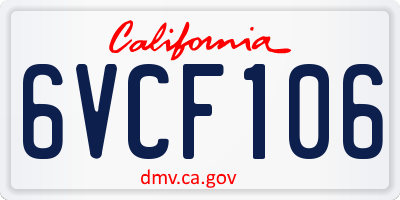 CA license plate 6VCF106