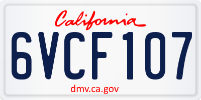 CA license plate 6VCF107