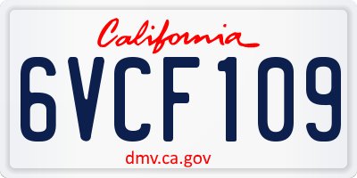 CA license plate 6VCF109