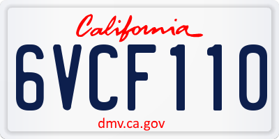 CA license plate 6VCF110