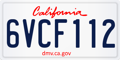 CA license plate 6VCF112
