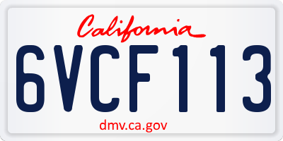 CA license plate 6VCF113