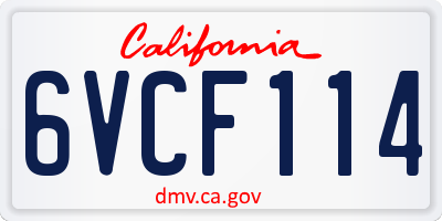 CA license plate 6VCF114