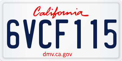 CA license plate 6VCF115