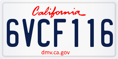 CA license plate 6VCF116