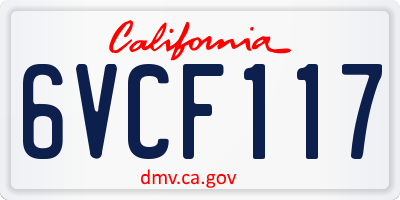 CA license plate 6VCF117