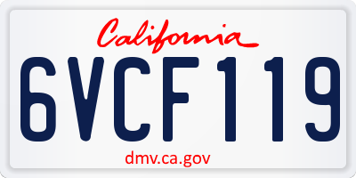 CA license plate 6VCF119