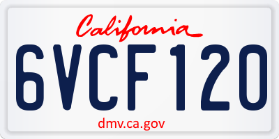 CA license plate 6VCF120