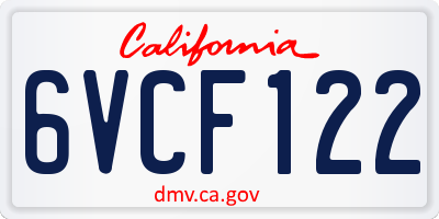 CA license plate 6VCF122