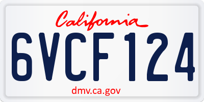 CA license plate 6VCF124