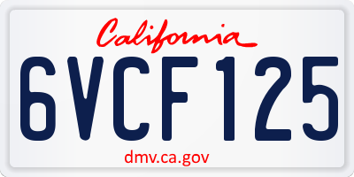 CA license plate 6VCF125