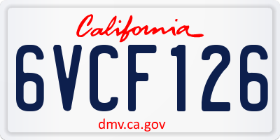 CA license plate 6VCF126